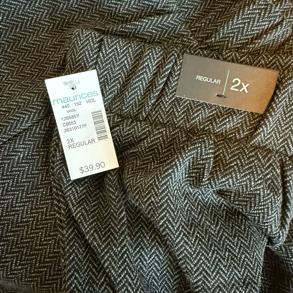 Maurices Black and White Herringbone Pants 2X